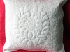 Trapunto pillow - feathered wreath 2  spirals quilting